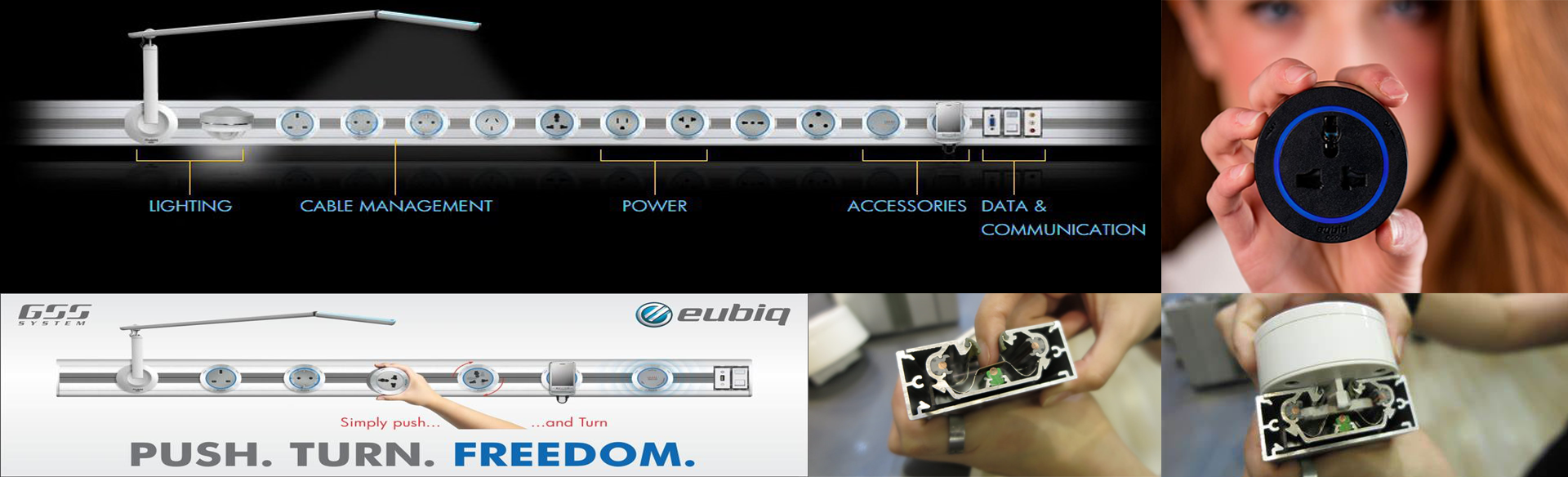  Hệ thống thanh ray tiếp điện âm của Eubiq được thiết kế để dễ dàng lắp đặt và sử dụng, giúp bất kỳ ai cũng có thể tận hưởng sử dụng nguồn điện thuận tiện với mọi người.